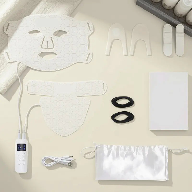 Masque LED Silicone Visage & Cou — Lumière Rouge, Bleue & Infrarouge